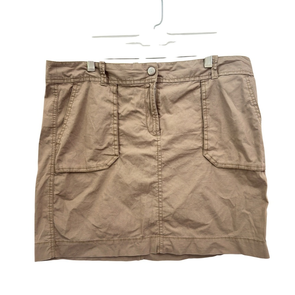 Ann Taylor LOFT Mini Skirt Khaki Tan Stretch Cotton Twill Utility Y2K Size 10